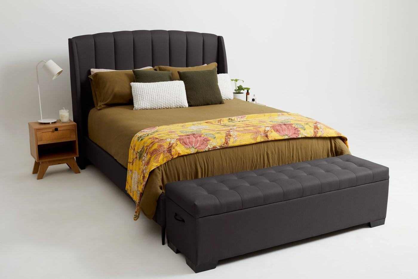 Cam (Quilted Ottoman) - Slate