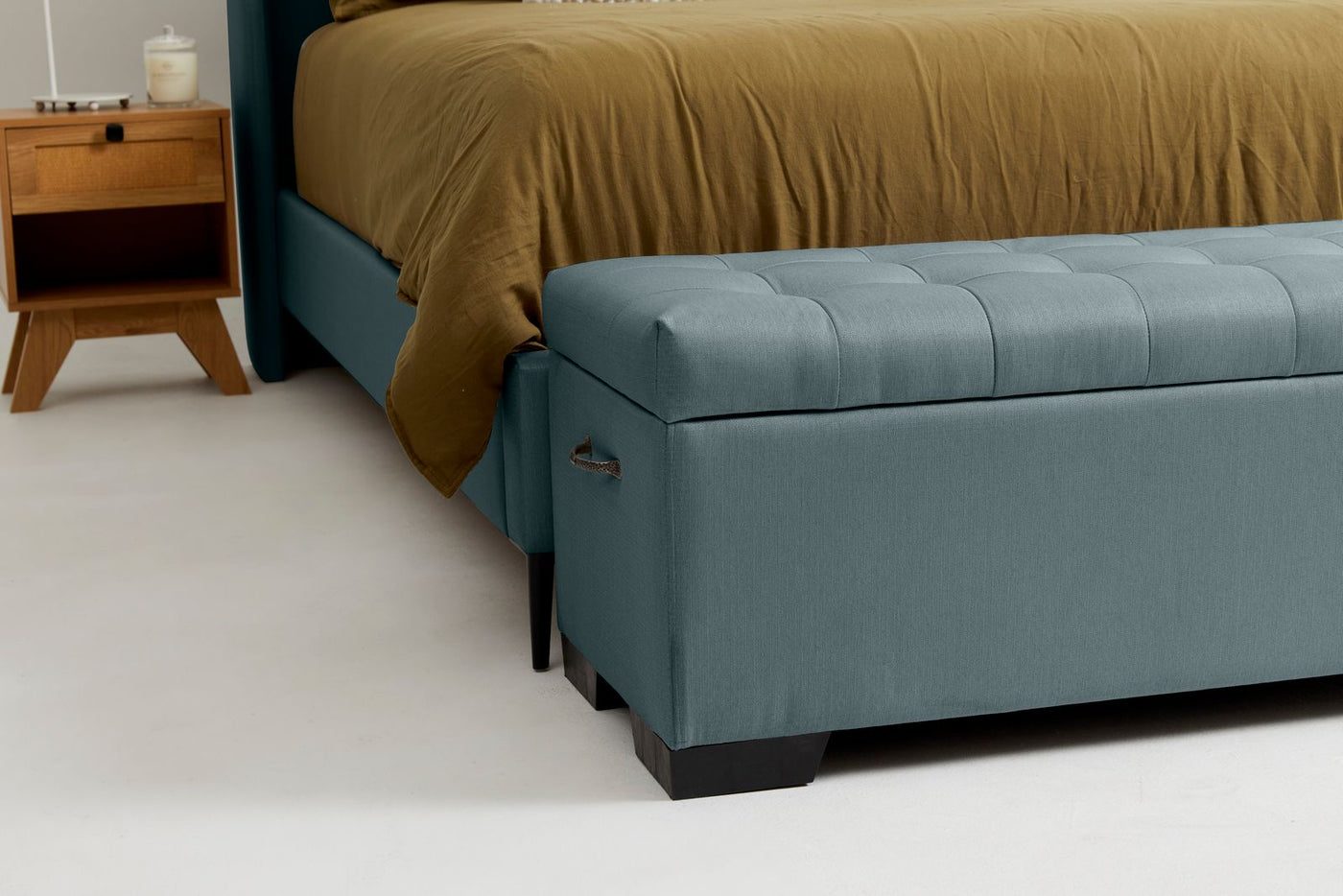 Cam (Quilted Ottoman) - Seafoam