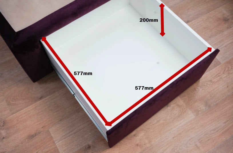Velvet Maxwell's 4 Drawer Bed Base - Optic