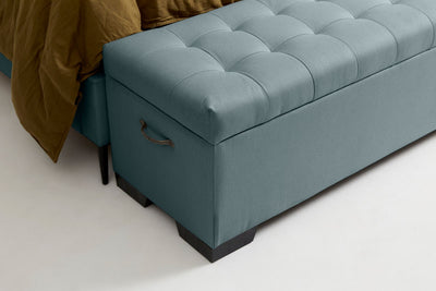 Cam (Quilted Ottoman) - Seafoam